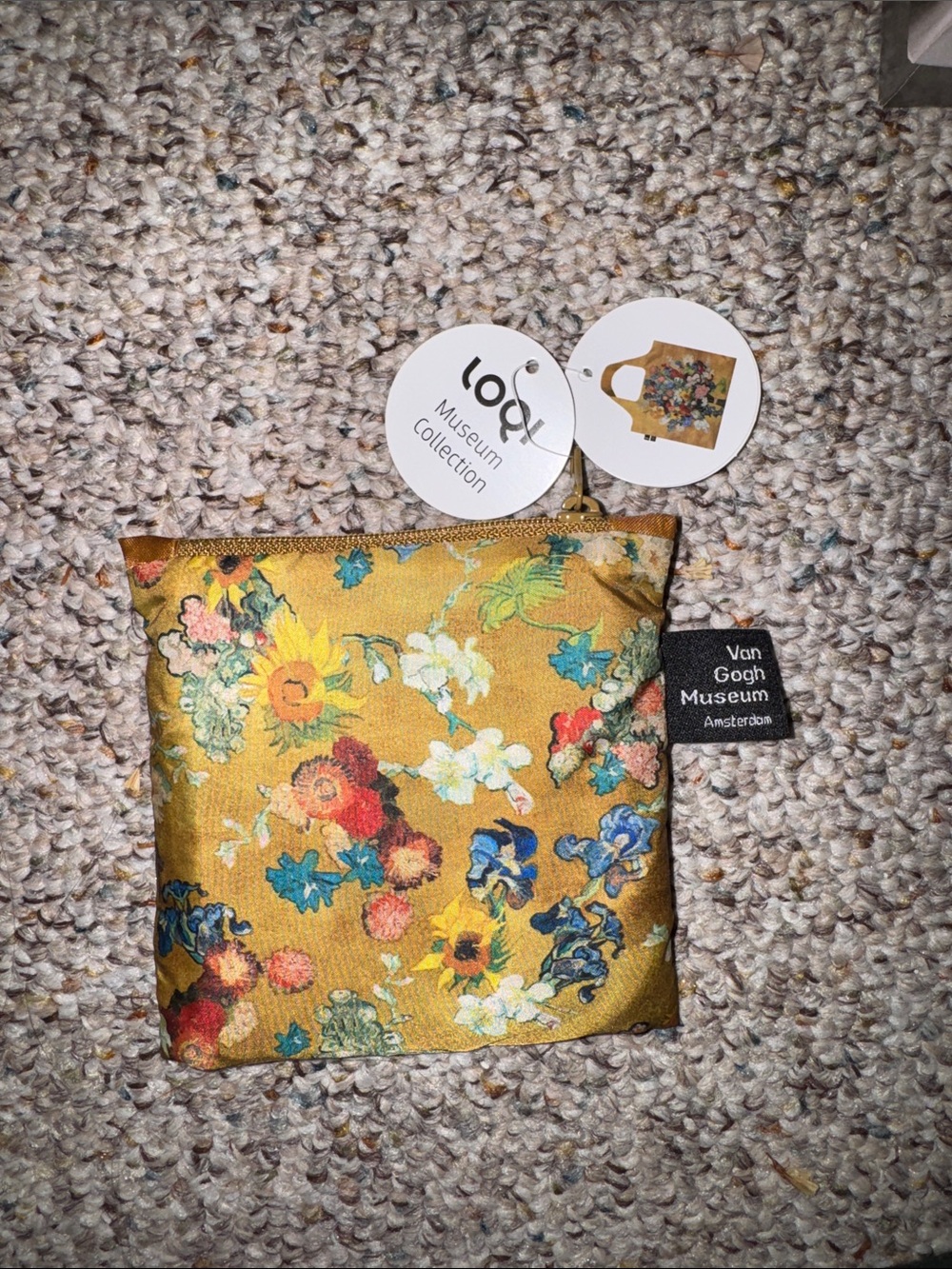 Van Gogh Museum Golden Floral Reusable Bag Pouch